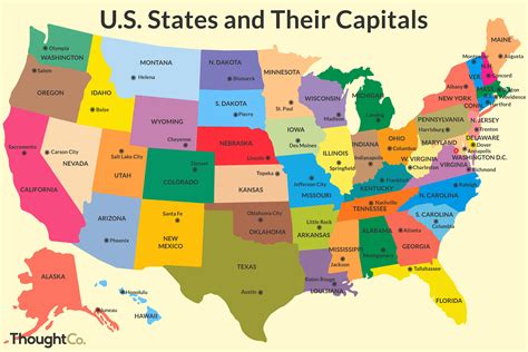 Map With 50 States And Capitals