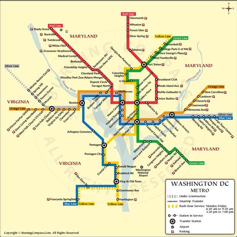 Map of Washington DC Metro with streets
