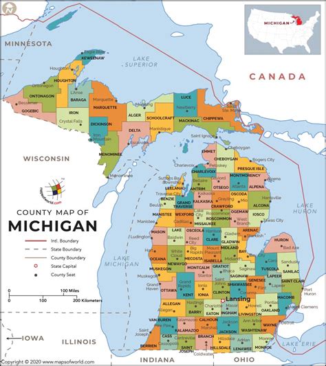 MAP Michigan Map With Cities And Counties
