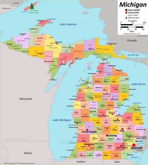 MAP Michigan Map With Cities And Counties