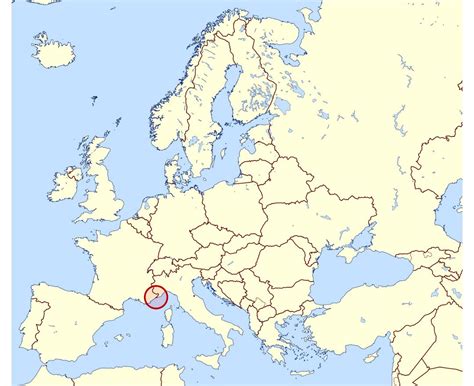 Map of Europe with Monaco highlighted