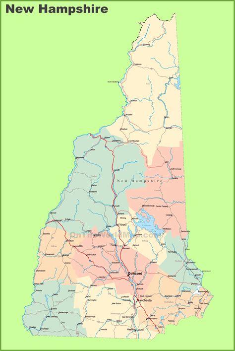 New Hampshire Map With Cities