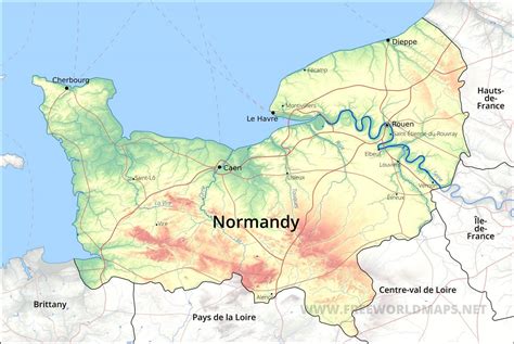 Normandy on map of France