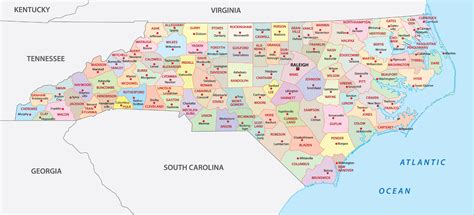 MAP North Carolina Counties Map With Cities