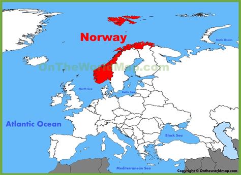 Map of Europe with Norway highlighted