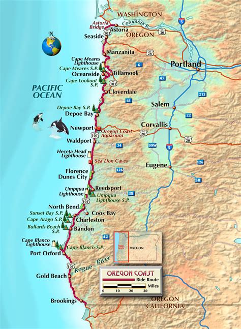 Oregon Coast Map Of Cities