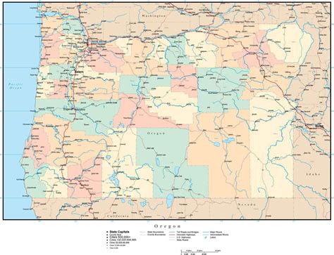 Oregon map with cities and counties