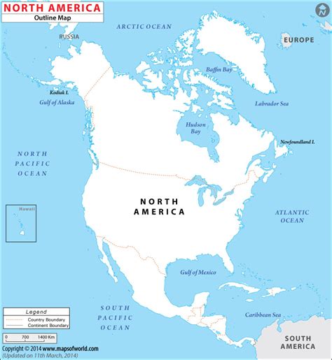 MAP Outline Of North America Map