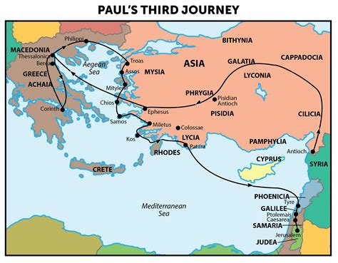 MAP Paul Third Missionary Journey Map