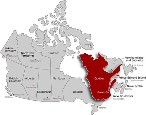 MAP Quebec On A Map Of Canada