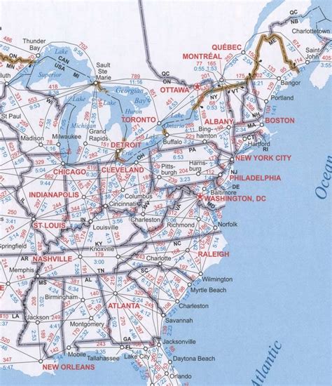 MAP Road Map Of Eastern US