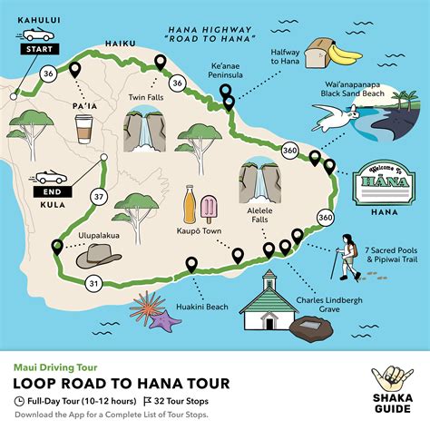 MAP Road To Hana Stops Map