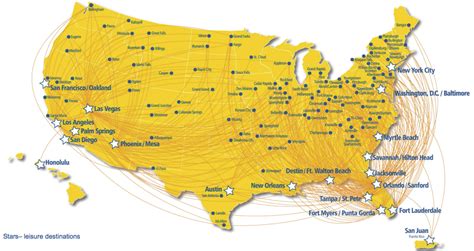 MAP Route Map for Allegiant Airlines