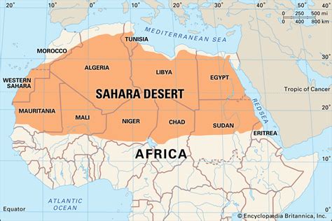 Map of Sahara Desert in Africa