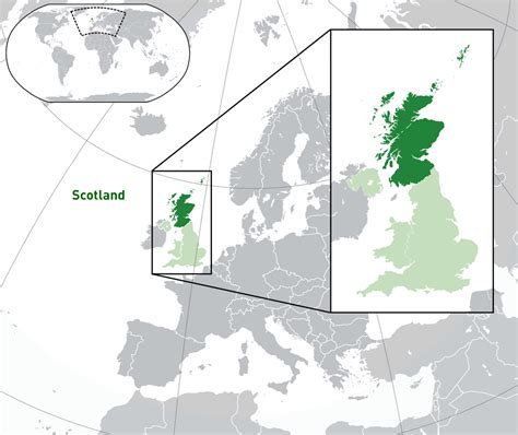 Map of Scotland on World Map