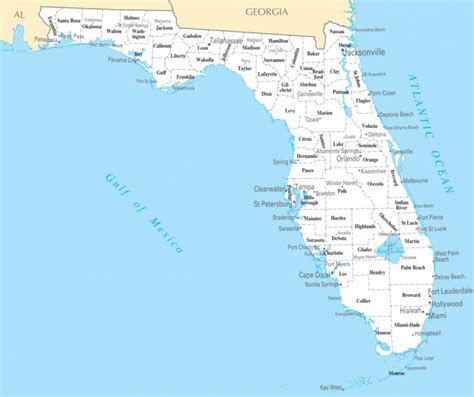 Map of Florida with Cities