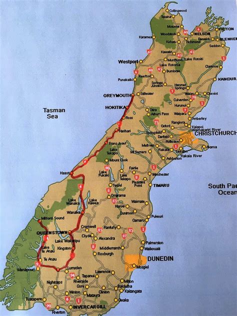 MAP South Island New Zealand Map