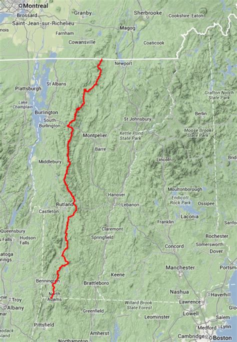 The Long Trail Vermont Map
