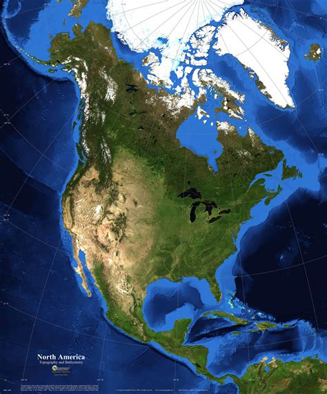 Topographic Map of North America