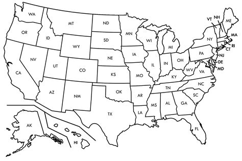 United States Map Black And White