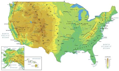 US Map Mountains and Rivers