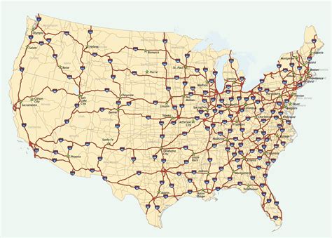 USA Map with cities and highways