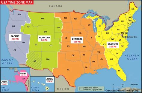 Us Time Zone Map With Cities