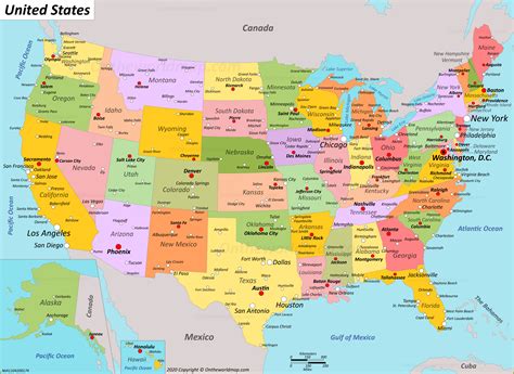USA map with major cities