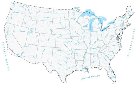 MAP USA Rivers and Lakes Map