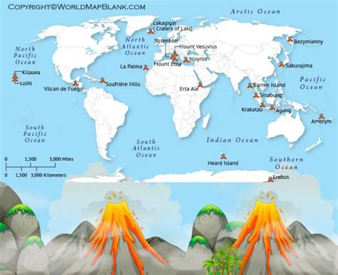 MAP Volcanoes On The World Map
