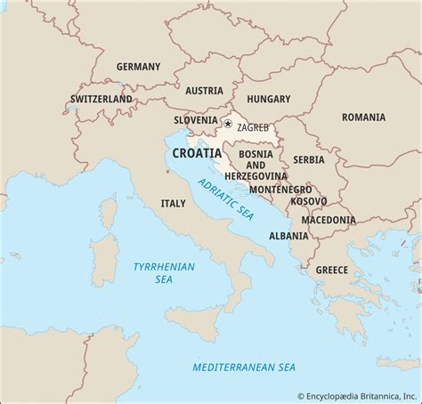 Map of Europe with Croatia highlighted