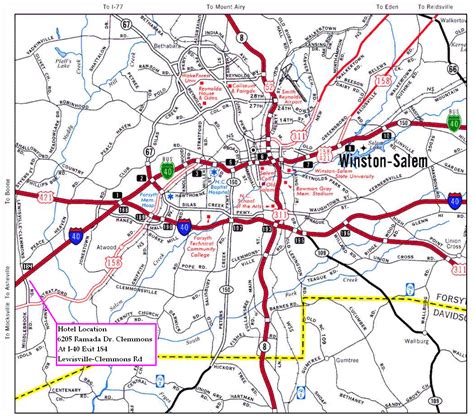 Map of Winston Salem North Carolina