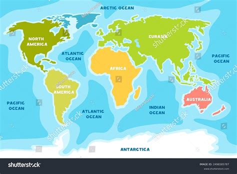 World Map, Continents, and Oceans