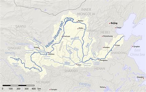 Yellow River On A Map