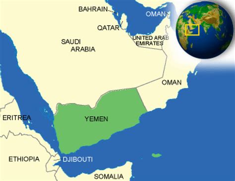 MAP Yemen On A World Map