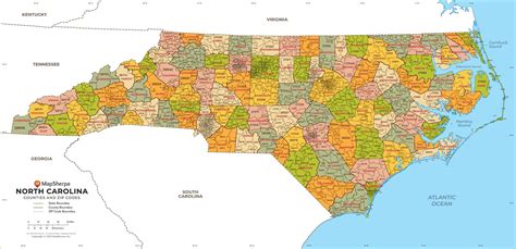 Zip code map of North Carolina