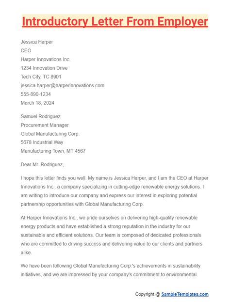 Introductory Letter For Job