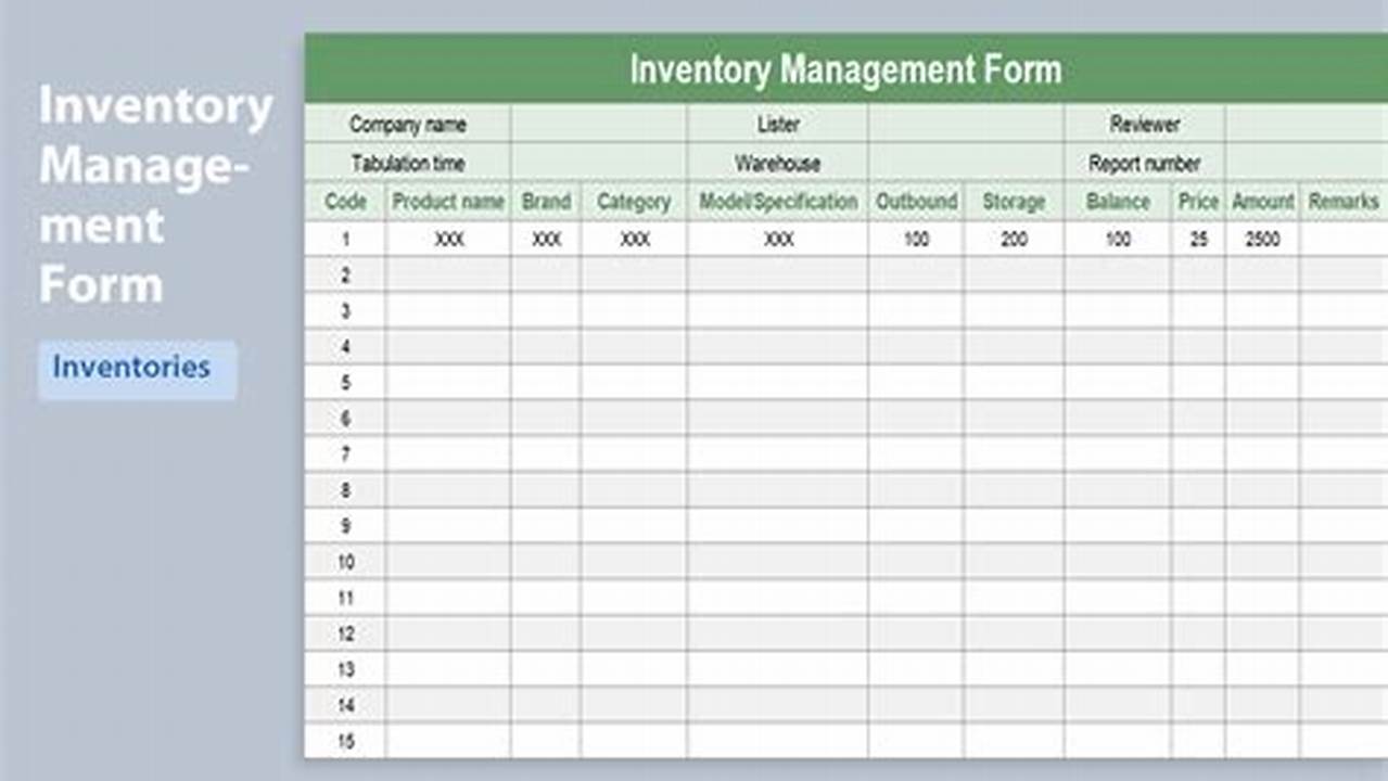 Inventory Control, Excel Templates