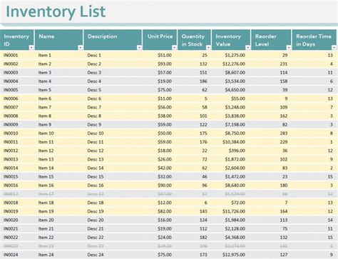 Inventory Template Excel