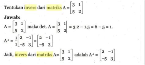 Invers Matriks 2x2 Contoh Soal