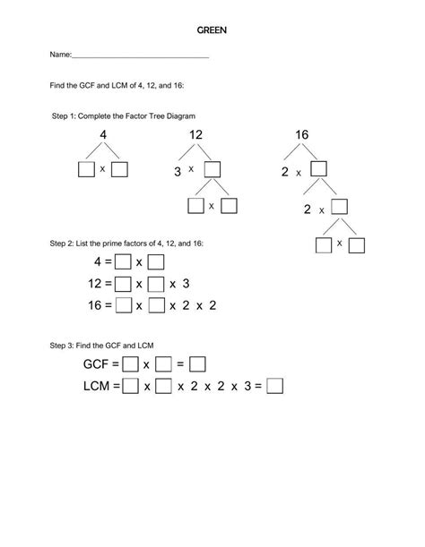 Investigating GCF and LCM interactive worksheet