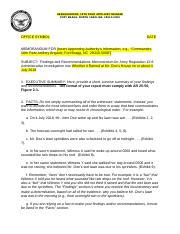 Investigation Findings Sample Army