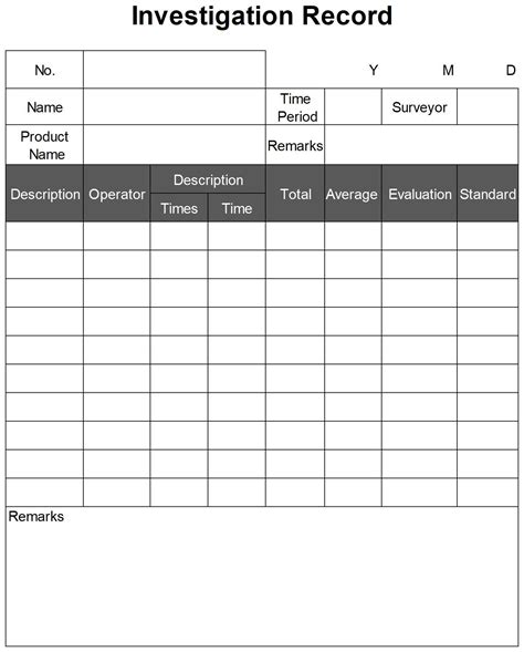 Investigation Track Sheet