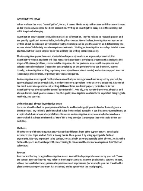 Investigative Essay