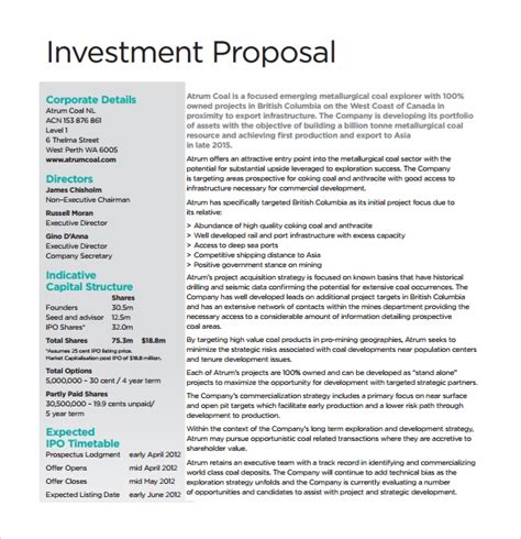 Investment Proposal Template