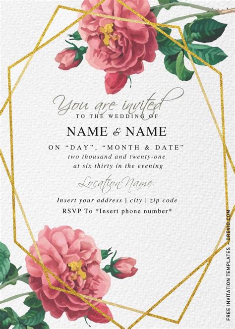 Vintage wedding invitation card template with leaves background by Dheo