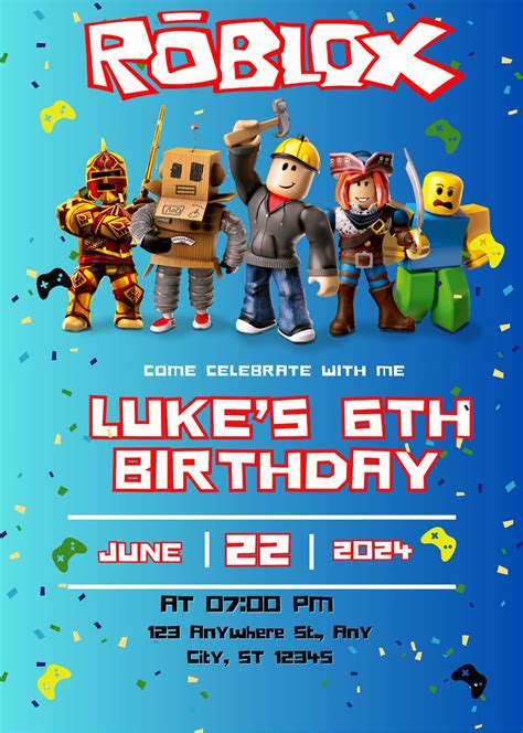 Invitations for Roblox Cards Birthday Party Invitation  - Amazon.com