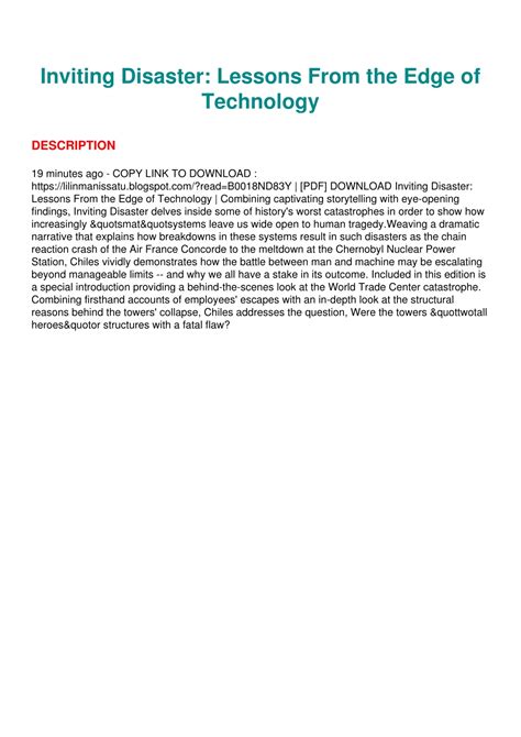 Inviting Disaster: Lessons From The Edge Of Technology Highlights