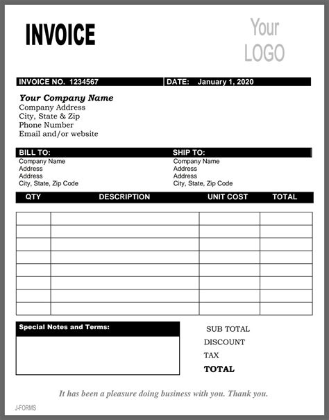 Invoice Forms Templates