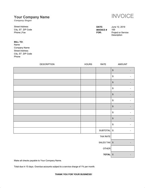 Invoice Template On Excel